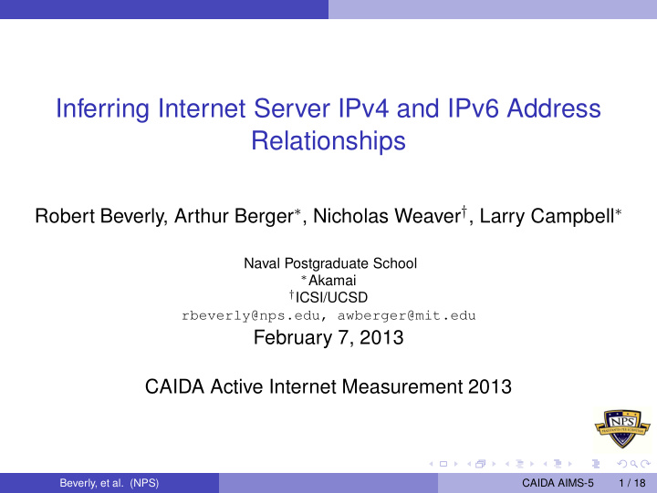 inferring internet server ipv4 and ipv6 address
