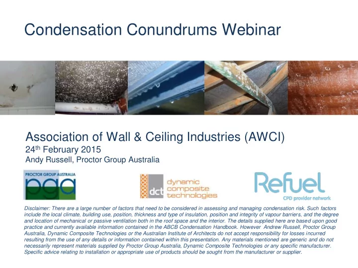 condensation conundrums webinar
