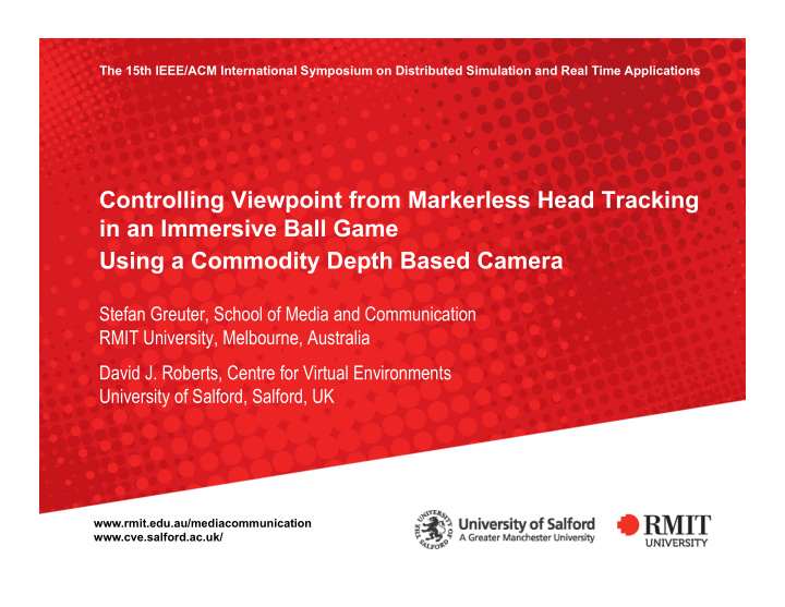 controlling viewpoint from markerless head tracking in an