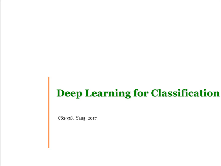 deep learning for classification