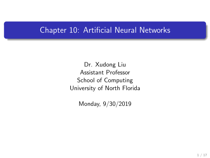 chapter 10 artificial neural networks