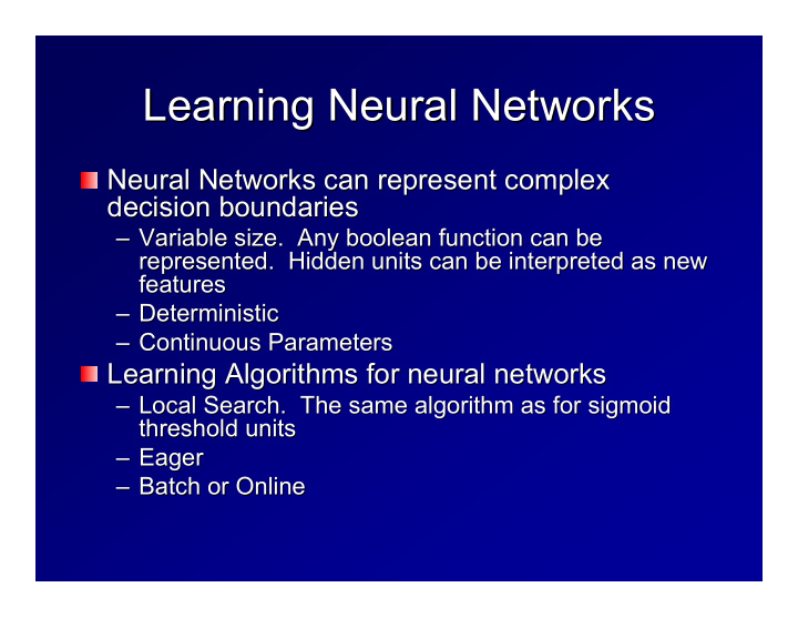learning neural networks learning neural networks
