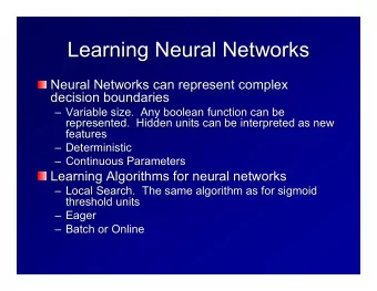 Learning Neural Networks  Learning Neural Networks  Neural Networks can represent complex  Neural