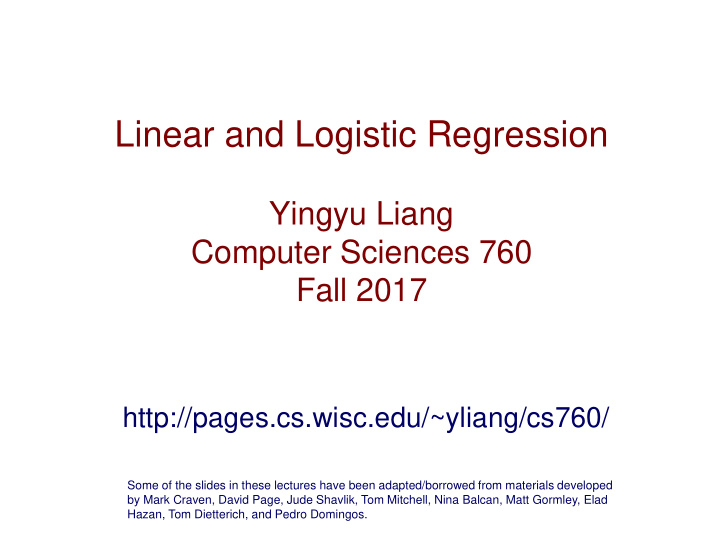 linear and logistic regression