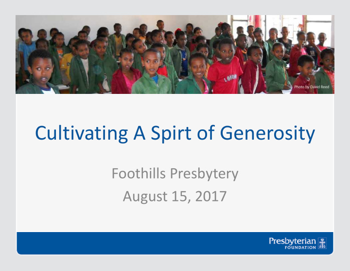 cultivating a spirt of generosity