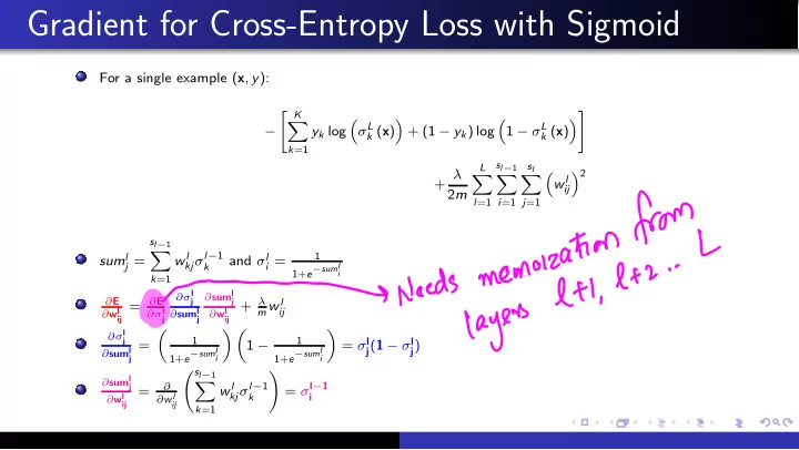 gradient for cross entropy loss with sigmoid