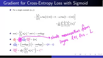 Gradient for Cross-Entropy Loss with Sigmoid For a single example ( x , y ):  K
