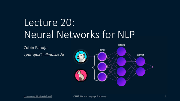 lecture 20 neural networks for nlp