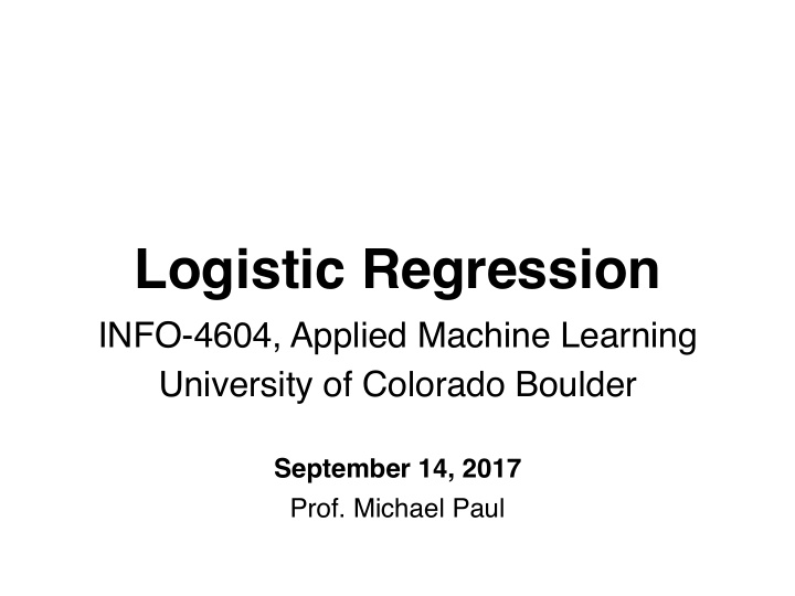 logistic regression