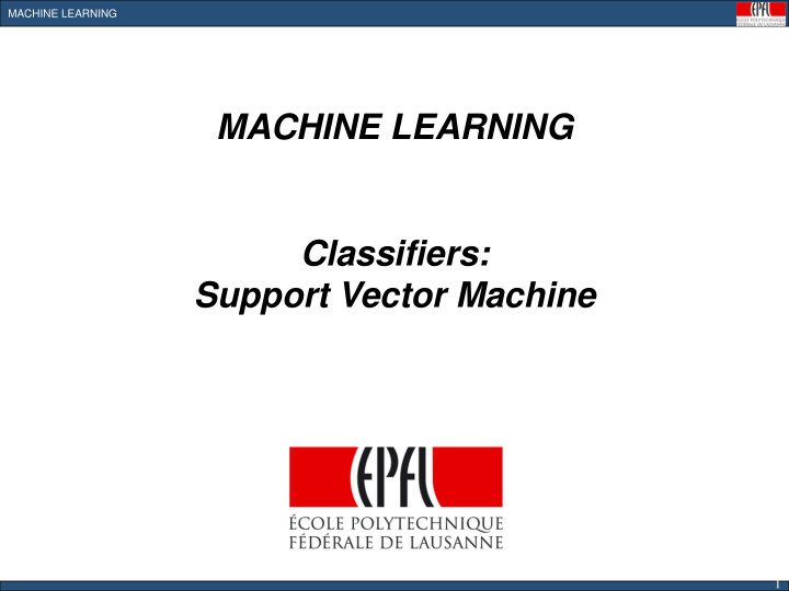 classifiers support vector machine 1 machine learning