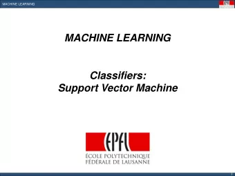 Classifiers: Support Vector Machine  1  MACHINE LEARNING  What is Classification?  Female Adult