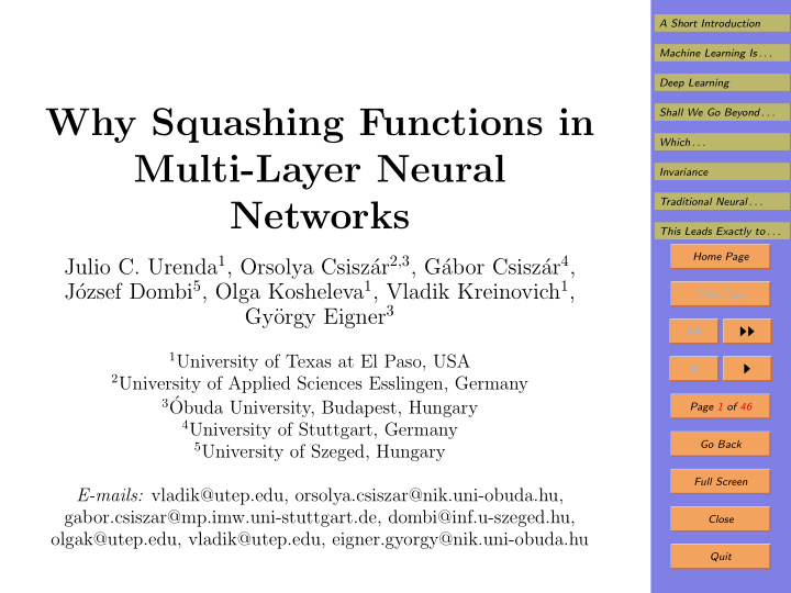 why squashing functions in