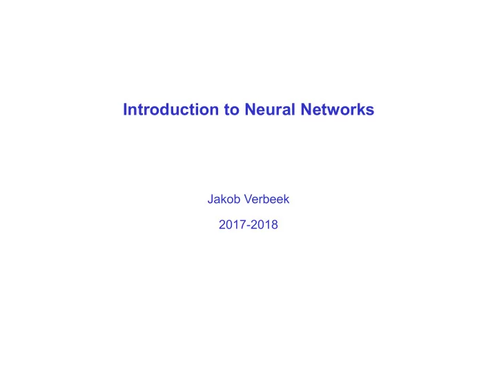 introduction to neural networks