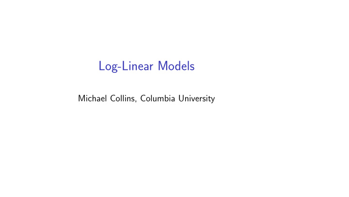 log linear models