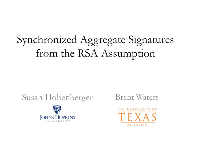 synchronized aggregate signatures from the rsa assumption