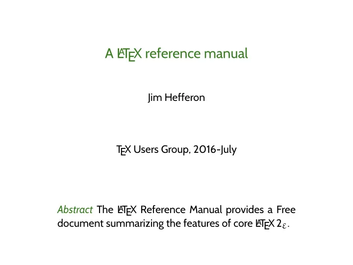 a l a t ex reference manual
