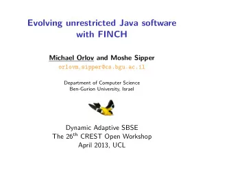Evolving unrestricted Java software  with FINCH  Michael Orlov and Moshe Sipper orlovm ,