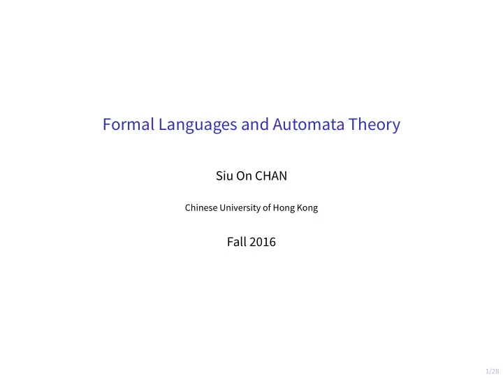 formal languages and automata theory