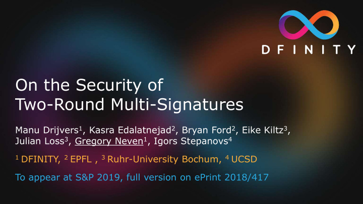 two round multi signatures
