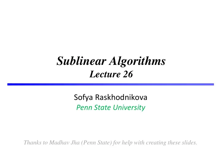 sublinear algorithms