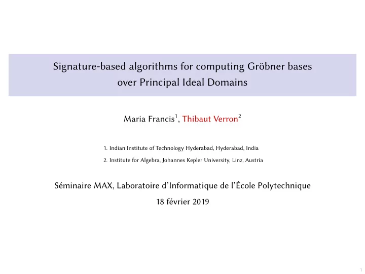 signature based algorithms for computing gr bner bases