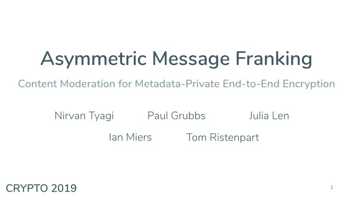 asymmetric message franking
