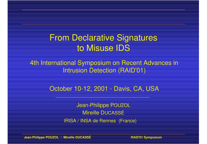 from declarative signatures to misuse ids