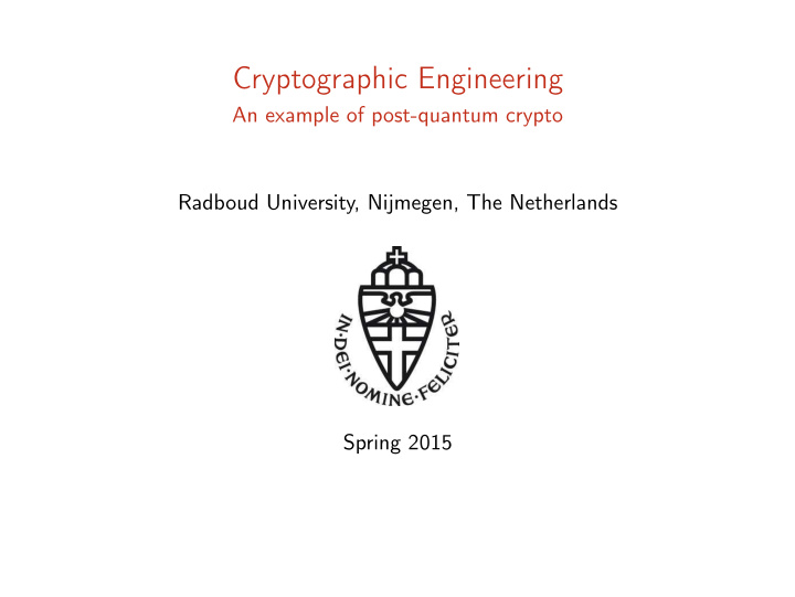 cryptographic engineering