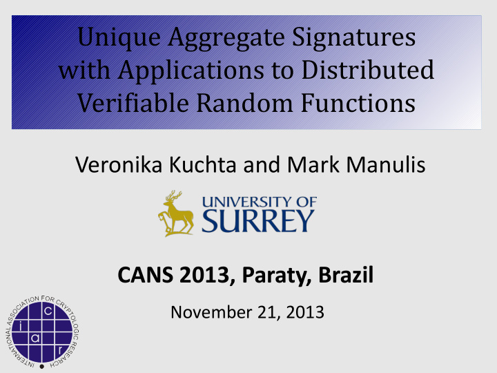 unique aggregate signatures with applications to