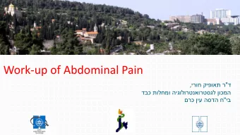 Work-up of Abdominal Pain  &quot;    ,