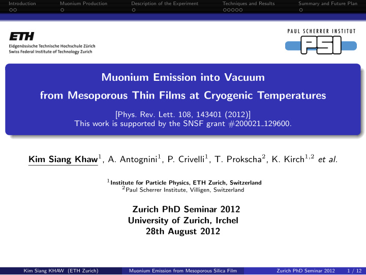 muonium emission into vacuum from mesoporous thin films