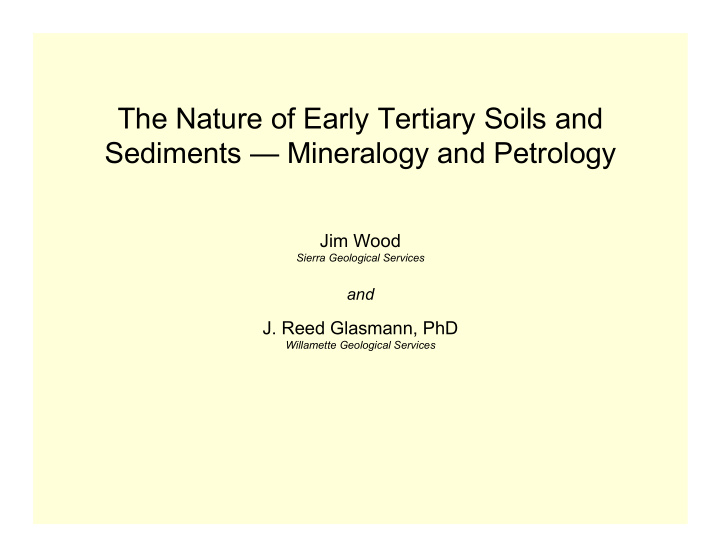 the nature of early tertiary soils and sediments