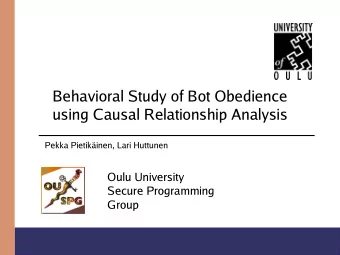 Behavioral Study of Bot Obedience  using Causal Relationship Analysis  Pekka Pietikinen, Lari