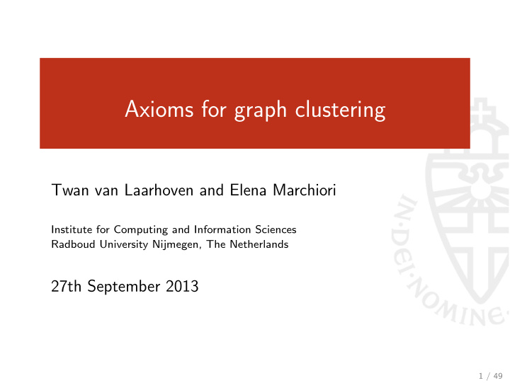 axioms for graph clustering