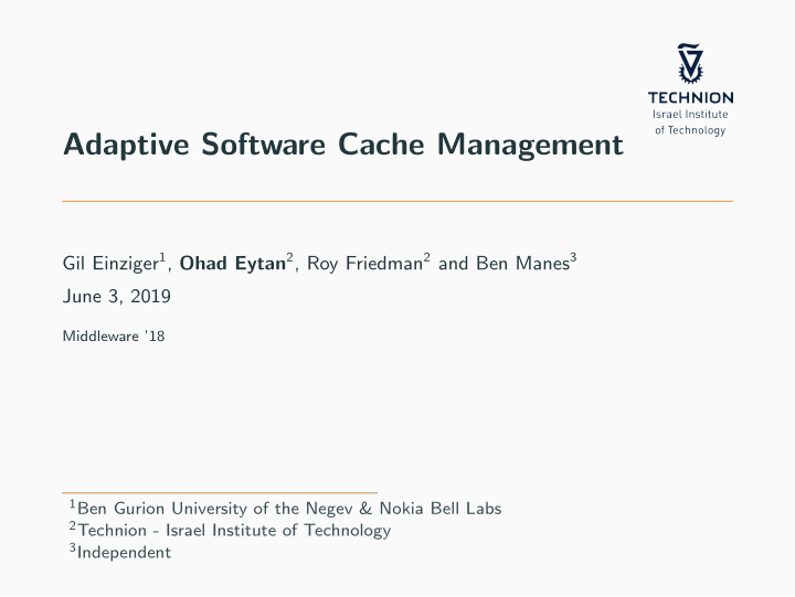 adaptive software cache management