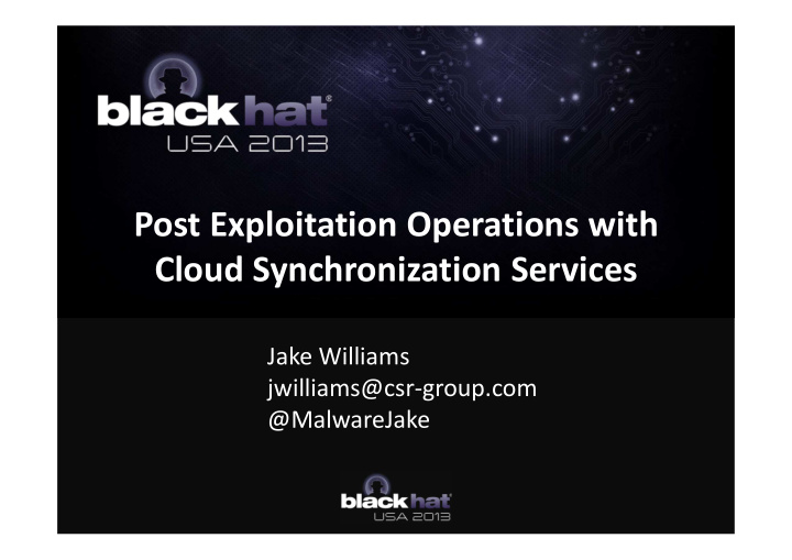 post exploitation operations with cloud synchronization