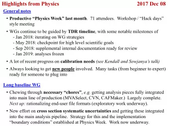 Highlights from Physics  2017 Dec 08  General notes  Productive Physics Week last month .
