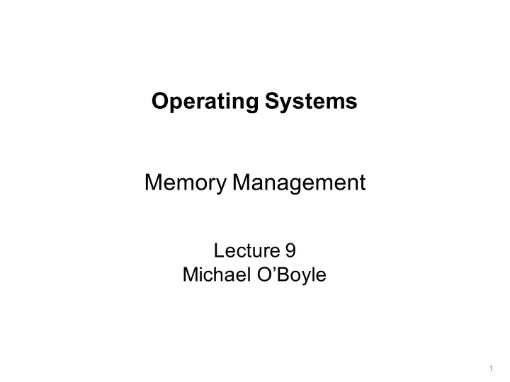 operating systems memory management