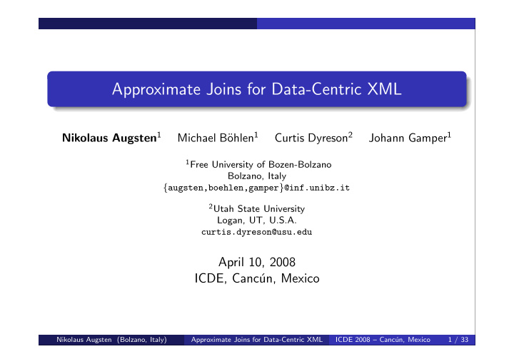 approximate joins for data centric xml