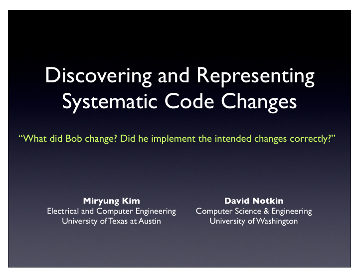 discovering and representing systematic code changes