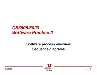 CS3505/5020  Software Practice II  Software process overview  Sequence diagrams  CS 3505  L11 - 1