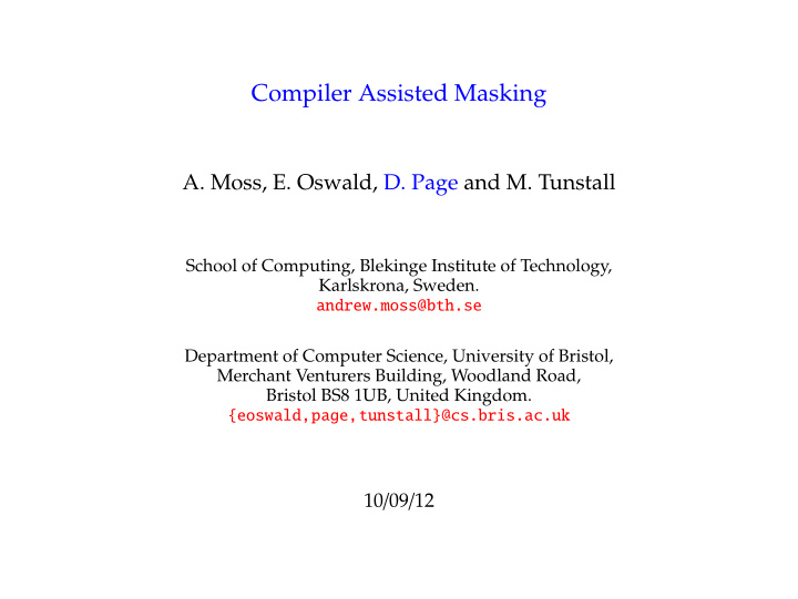 compiler assisted masking