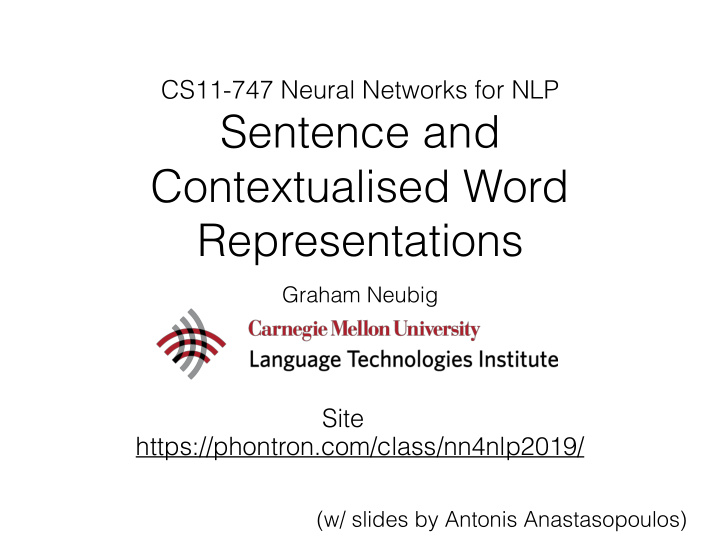 sentence and contextualised word representations