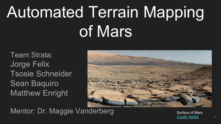 automated terrain mapping of mars