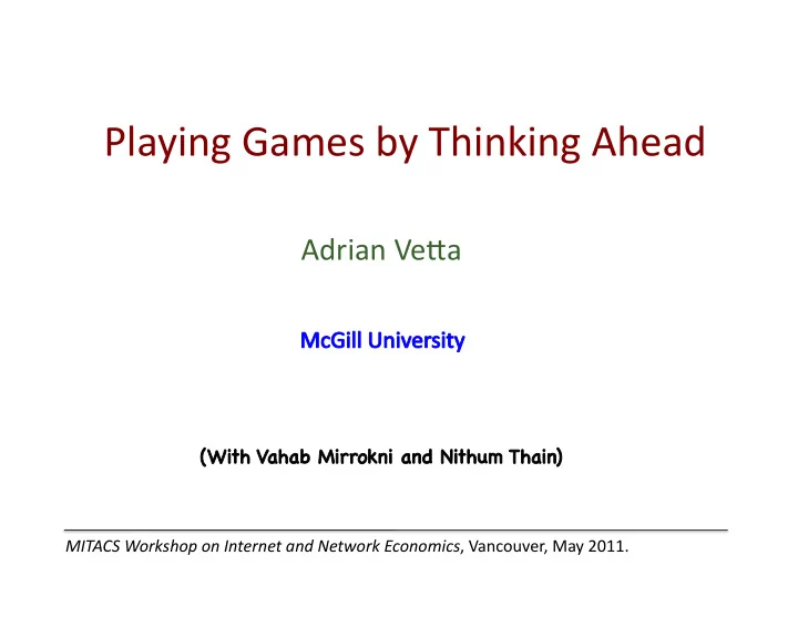 we are not interested in prescribing how games should be