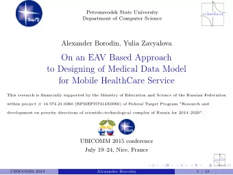 On an EAV Based Approach  to Designing of Medical Data Model  for Mobile HealthCare Service  This