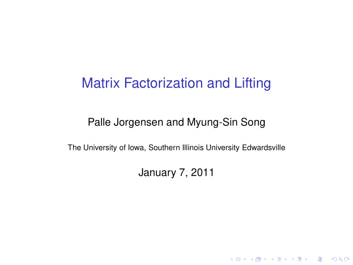 matrix factorization and lifting