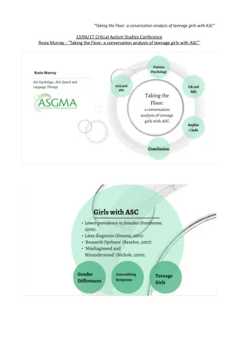 13/06/17 Critical Autism Studies Conference  Rosie Murray - Taking the Floor: a conversation
