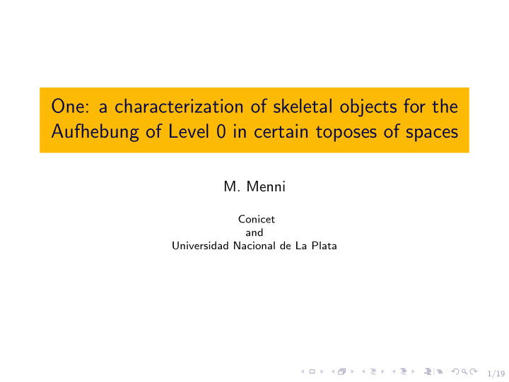one a characterization of skeletal objects for the