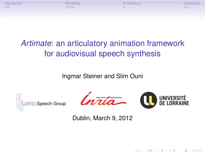 artimate an articulatory animation framework for